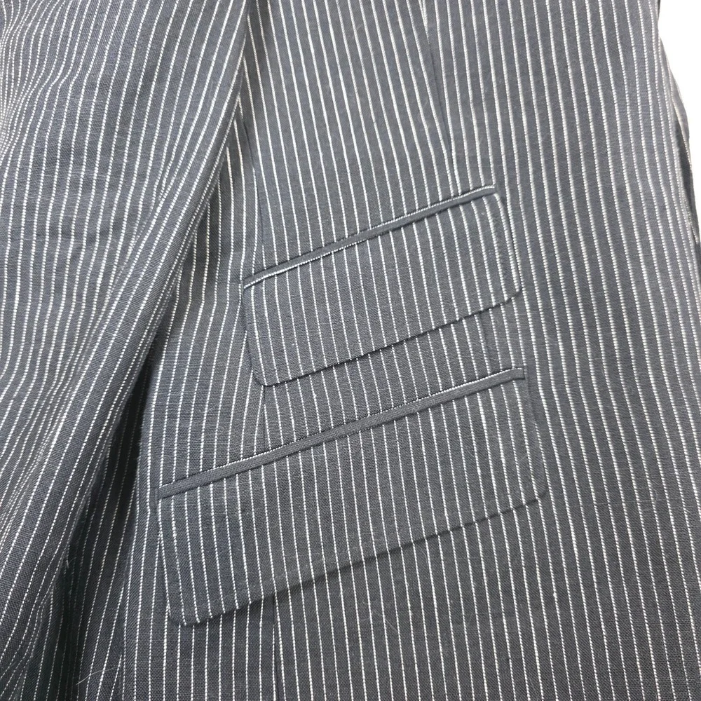 Tallia Sport Coat Mens 38R Navy Pinstripe 100% Linen Blazer Modern Fit Blue
